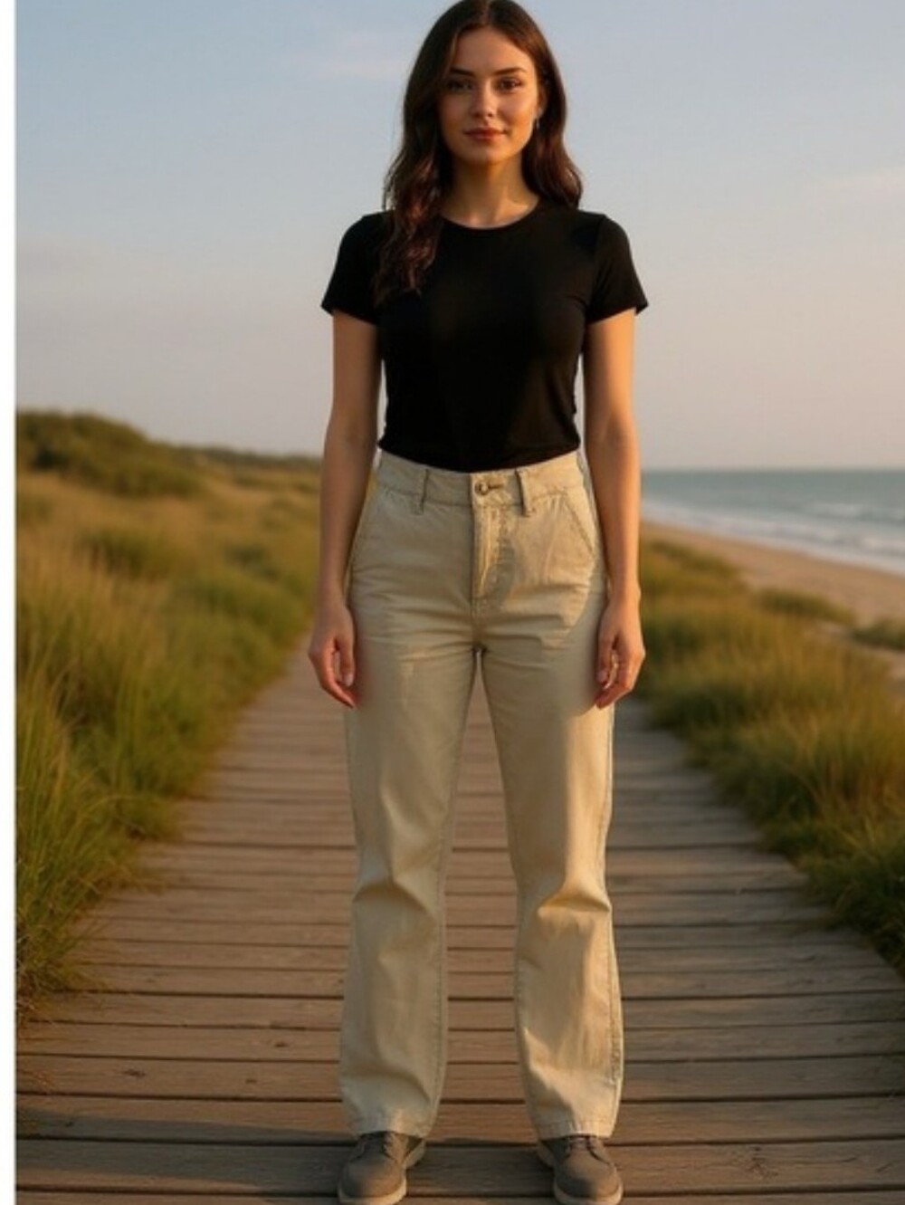 NWT American Eagle Kick Boot Stretch Pants in Light Khaki ■ Size 4 Long
